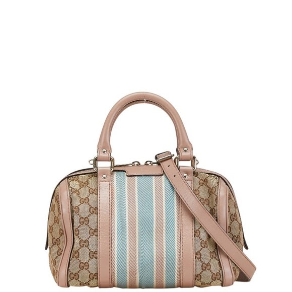 Gucci GG Canvas Shoulder Bag 269876 Pink Beige Leather Women's GUCCI - Picture 1 of 10